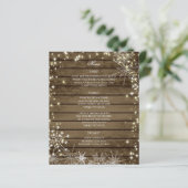 Sparkle Snowflakes en Barn Wood Wedding Menu (Staand voorkant)