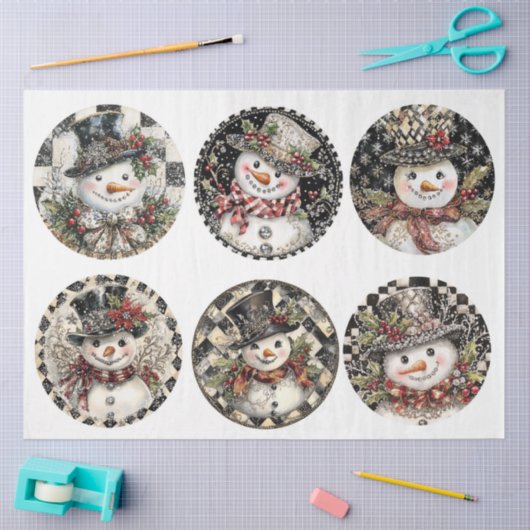 Sparkle Snowman Rounds Tissuepapier (Craft)