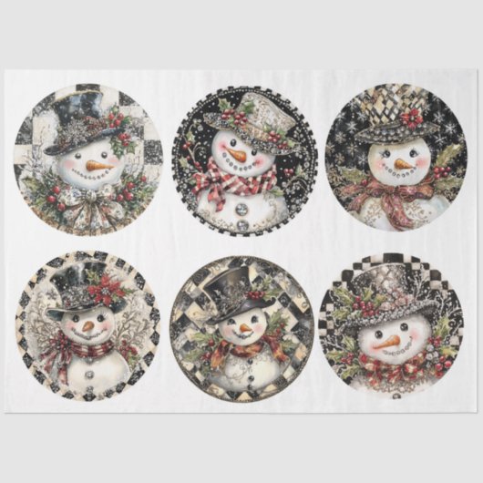Sparkle Snowman Rounds Tissuepapier (Voorkant)