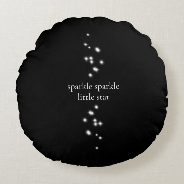 Sparkle Sparkle Little Star Black Starlight Rond Kussen (Voorkant)