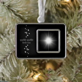 Sparkle Sparkle Little Star Black Starlight Verzilverd Omlijst Ornament