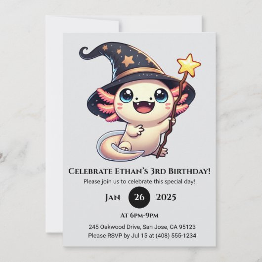 Sparkle Spell Axolotl Verjaardag Kaart (Voorkant)