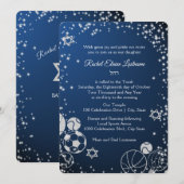 Sparkle Sport Bat Mitzwa Kaart (Voorkant / Achterkant)