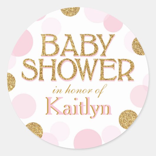Sparkle Sprinkle Stippen Baby shower Label (Voorkant)
