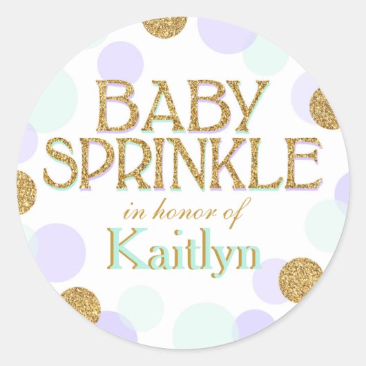 Sparkle Sprinkle Stippen Baby shower Label (Voorkant)