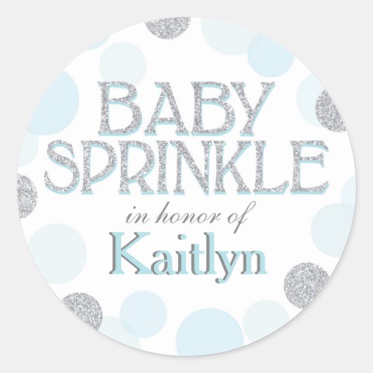 Sparkle Sprinkle Stippen Baby shower Label (Voorkant)