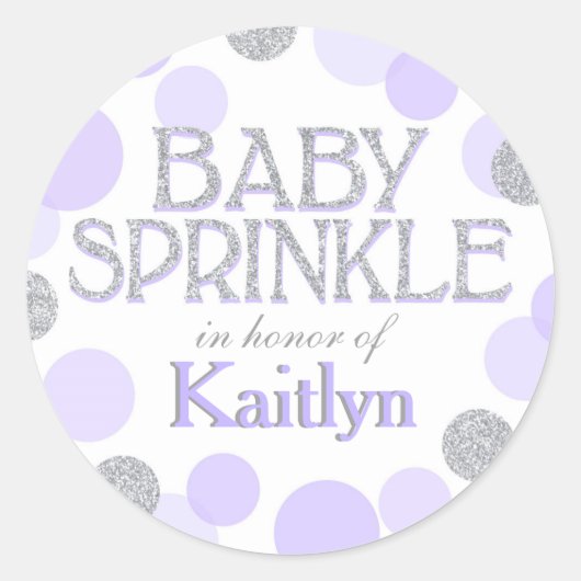 Sparkle Sprinkle Stippen Baby shower Label (Voorkant)