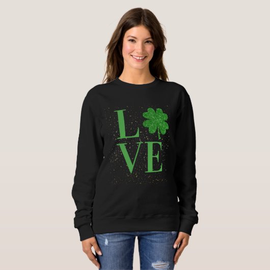 Sparkle St Patricks Day love four leaf c Trui (Voorkant volledig)