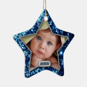 Sparkle Star Blue/Silver-foto Keramisch Ornament (Rechts)
