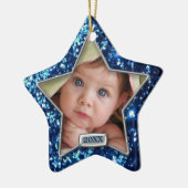 Sparkle Star Blue/Silver-foto Keramisch Ornament (Links)