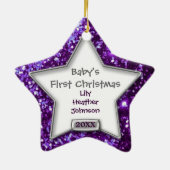 Sparkle Star Paars/Silver Photo Keramisch Ornament (Achterkant)