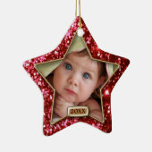 Sparkle Star Red/Gold-foto Keramisch Ornament (Rechts)