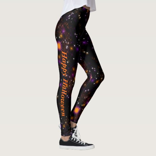 Sparkle Star Sky Halloween Sinaasappel en Paarse Leggings (Rechts)