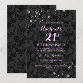 Sparkle Stars 21st Birthday Invitation Kaart (Voorkant / Achterkant)