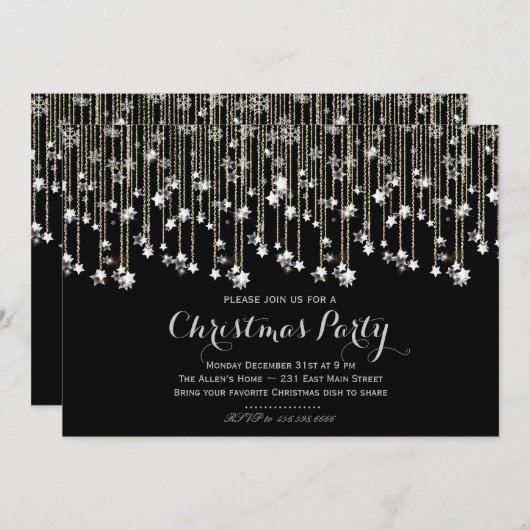 Sparkle Stars Chrismas Uitnodiging (Voorkant / Achterkant)