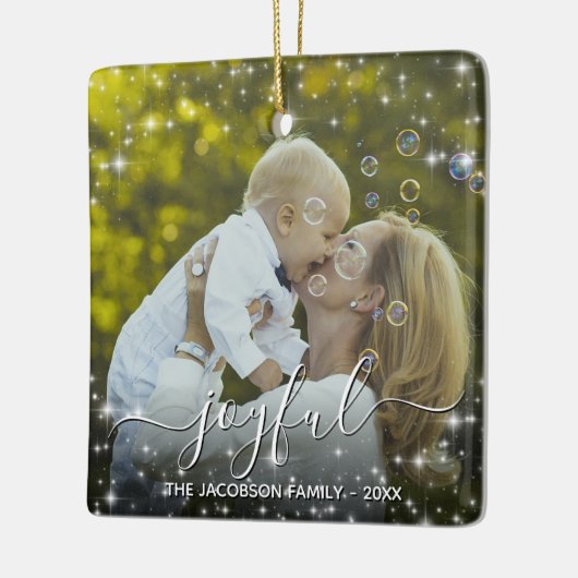 Sparkle Stars Photo Overlay Joyful Kerstmis Keramisch Ornament (Links)