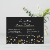 Sparkle Stars Sweet 16 Birthday Invitation Kaart (Staand voorkant)