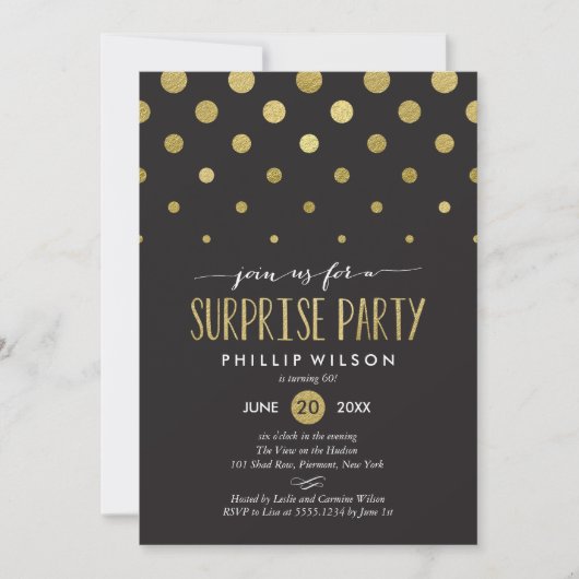 Sparkle Stippen Surprise Party Invitation Kaart (Voorkant)