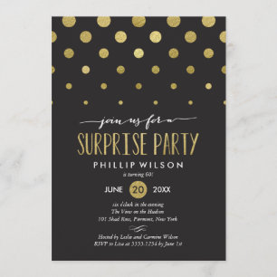 Sparkle Stippen Surprise Party Invitation Kaart