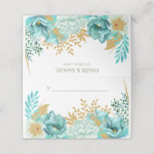 Sparkle Stripe Gouden Mint Bloemen Bruiloft Plaatskaartje (Buitenkant ongevouwen)