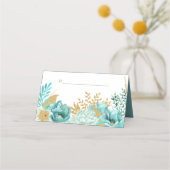 Sparkle Stripe Gouden Mint Bloemen Bruiloft Plaatskaartje (Voorkant)