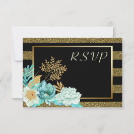 Sparkle Stripe Gouden Munt Bloemen Bruiloft RSVP
