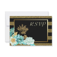 Sparkle Stripe Gouden Munt Bloemen Bruiloft RSVP
