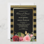 Sparkle Stripe Roos Wedding Repetitie Diner Kaart (Voorkant)