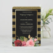 Sparkle Stripe Roze Roze Rozen Bruiloft uitnodigin Kaart (Staand voorkant)