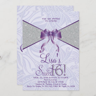 Sparkle Sweet Sixteen, Glitter Invitting Kaart