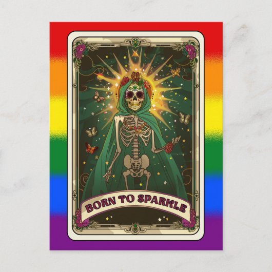 Sparkle Tarot LGBT Pride Skeleton Briefkaart (Voorkant)
