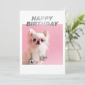 Sparkle the Tiny Chi | Happy Birthday Party Animal Kaart (Staand voorkant)