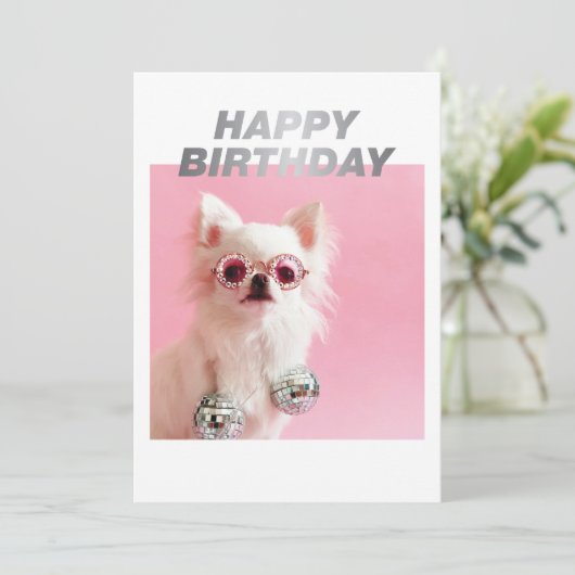 Sparkle the Tiny Chi | Happy Birthday Party Animal Kaart (Staand voorkant)