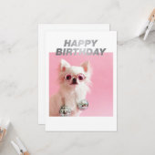 Sparkle the Tiny Chi | Happy Birthday Party Animal Kaart (Voorkant / Achterkant in situ)