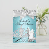 Sparkle Tiara Heels Blauwgroen Sweet 16 Kaart (Staand voorkant)