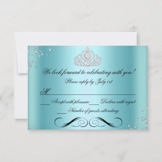 Sparkle Tiara Heels Blauwgroen Sweet 16 RSVP (Achterkant)