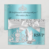 Sparkle Tiara Heels Blauwgroen Sweet 16 RSVP (Voorkant / Achterkant)