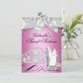 Sparkle Tiara Heels Pink Sweet 16 Kaart (Staand voorkant)