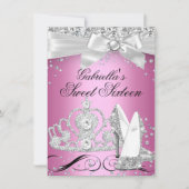 Sparkle Tiara Heels Pink Sweet 16 Kaart (Voorkant)