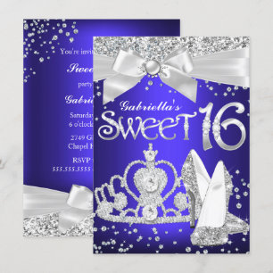 Sparkle Tiara & Heels Sweet 16 Royal Blue paars Kaart