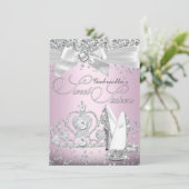 Sparkle Tiara & Heels Sweet Sixteen Roze Kaart (Staand voorkant)