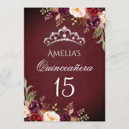 Sparkle Tiara Zilveren Burgundy Bloemachtige Quinc Kaart