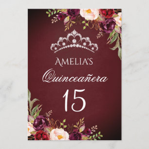 Sparkle Tiara Zilveren Burgundy Bloemachtige Quinc Kaart