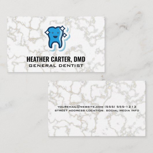Sparkle Tooth-Logo | Marmer Visitekaartje (Voorkant / Achterkant)
