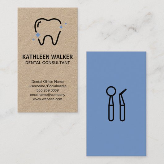 Sparkle Tooth Logo | Tandartsinstrumenten Visitekaartje (Voorkant / Achterkant)