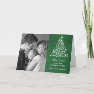 Sparkle Tree Chalkboard Holiday Kaart, groen Feestdagen Kaart