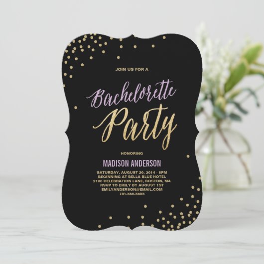 Sparkle | Uitnodiging Bachelorette (Staand voorkant)