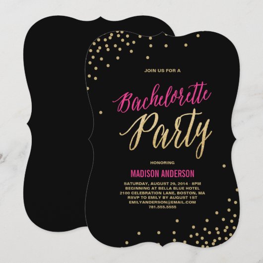 Sparkle | Uitnodiging Bachelorette (Voorkant / Achterkant)