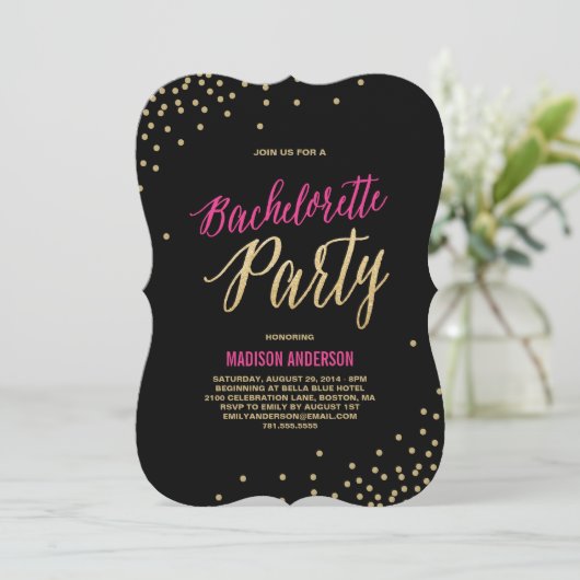 Sparkle | Uitnodiging Bachelorette (Staand voorkant)