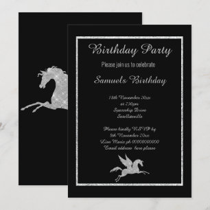 Sparkle Unicorn Black Background Birthday Kaart
